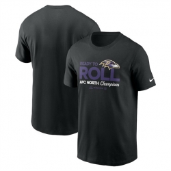 Men Baltimore Ravens Black 2024 AFC North Champions Locker Room Trophy Collection T Shirt