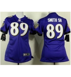 Women Nike Baltimore Ravens 89 Steve Smith Sr Purple Team Color Stitched NFL Jersey