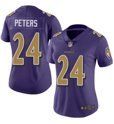 Women Ravens 24 Marcus Peters Purple Stitched Football Limited Rush Jersey