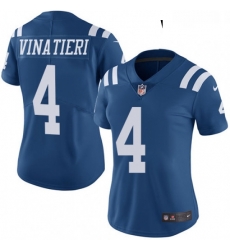 Womens Nike Indianapolis Colts 4 Adam Vinatieri Limited Royal Blue Rush Vapor Untouchable NFL Jersey