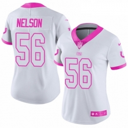 Womens Nike Indianapolis Colts 56 Quenton Nelson Limited White Pink Rush Fashion NFL Jersey