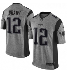 Mens Nike New England Patriots 12 Tom Brady Limited Gray Gridiron NFL Jersey