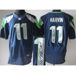 Nike Seattle Seahawks 11 Percy Harvin Blue Elite Signed NFL Jersey