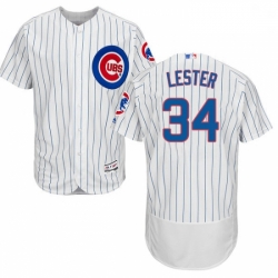 Mens Majestic Chicago Cubs 34 Jon Lester White Home Flex Base Authentic Collection MLB Jersey