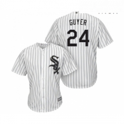 Mens Chicago White Sox 24 Brandon Guyer Replica White Home Cool Base Baseball Jersey 