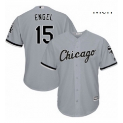 Mens Majestic Chicago White Sox 15 Adam Engel Replica Grey Road Cool Base MLB Jersey 