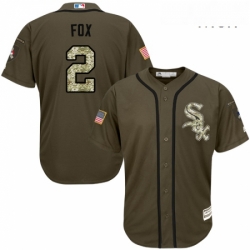 Mens Majestic Chicago White Sox 2 Nellie Fox Authentic Green Salute to Service MLB Jersey