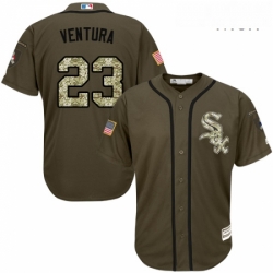 Mens Majestic Chicago White Sox 23 Robin Ventura Authentic Green Salute to Service MLB Jersey