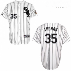 Mens Majestic Chicago White Sox 35 Frank Thomas Replica White w75th Anniversary Commemorative Patch MLB Jersey