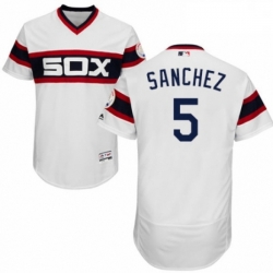 Mens Majestic Chicago White Sox 5 Yolmer Sanchez White Alternate Flex Base Authentic Collection MLB Jersey 