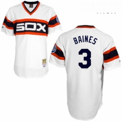 Mens Mitchell and Ness Chicago White Sox 3 Harold Baines Authentic White Throwback MLB Jersey