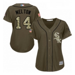 Womens Majestic Chicago White Sox 14 Bill Melton Authentic Green Salute to Service MLB Jersey