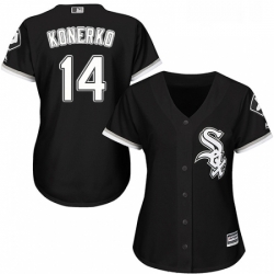 Womens Majestic Chicago White Sox 14 Paul Konerko Replica Black Alternate Home Cool Base MLB Jersey