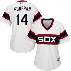 Womens Majestic Chicago White Sox 14 Paul Konerko Replica White 2013 Alternate Home Cool Base MLB Jersey