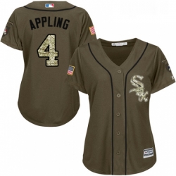 Womens Majestic Chicago White Sox 4 Luke Appling Replica Green Salute to Service MLB Jersey