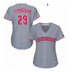 Womens Majestic Cincinnati Reds 29 Brandon Finnegan Replica Grey Road Cool Base MLB Jersey