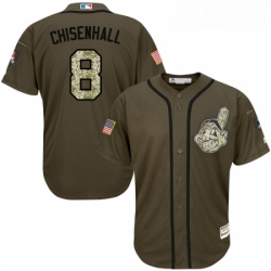 Youth Majestic Cleveland Indians 8 Lonnie Chisenhall Authentic Green Salute to Service MLB Jersey