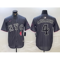 Men New York Mets 4 Francisco Alvarez Graphite 2024 City Connect Limited Stitched Baseball Jersey 2