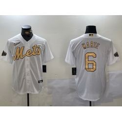 Men New York Mets 6 Starling Marte 2022 All Star White Cool Base Stitched Baseball Jersey 3