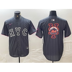 Men New York Mets Team Big Logo Graphite 2024 City Connect Limited Stitched Baseball Jersey