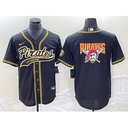 Men Pittsburgh Pirates Black Team Big Logo Cool Base Stitched Baseball Jersey