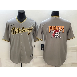 Men Pittsburgh Pirates Gray Team Big Logo Cool Base Stitched Baseball Jersey