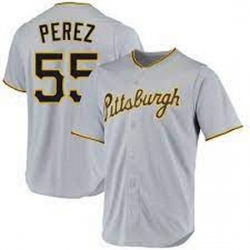 Men's Nike Pittsburgh Pirates #55 Roberto Perez Gray Stitched Baseball Jersey