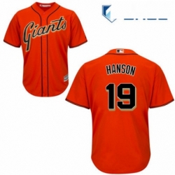 Youth Majestic San Francisco Giants 19 Alen Hanson Replica Orange Alternate Cool Base MLB Jersey 