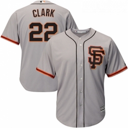 Youth Majestic San Francisco Giants 22 Will Clark Replica Grey Road 2 Cool Base MLB Jersey