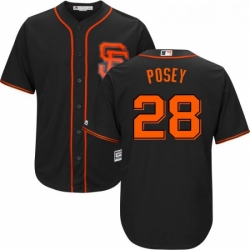 Youth Majestic San Francisco Giants 28 Buster Posey Authentic Black Alternate Cool Base MLB Jersey