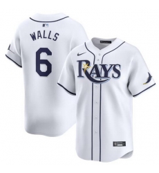 Men Tampa Bay Rays 6 Taylor Walls White Home Limited Stitched Baseball Jersey