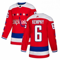 Mens Adidas Washington Capitals 6 Michal Kempny Authentic Red Alternate NHL Jersey 