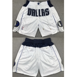 Men Dallas Mavericks White Shorts  28Run Small 29