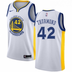 Youth Nike Golden State Warriors 42 Nate Thurmond Authentic White Home NBA Jersey Association Edition 