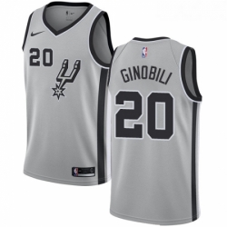 Womens Nike San Antonio Spurs 20 Manu Ginobili Authentic Silver Alternate NBA Jersey Statement Edition