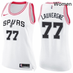 Womens Nike San Antonio Spurs 77 Joffrey Lauvergne Swingman WhitePink Fashion NBA Jersey 