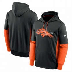 Men Denver Broncos Black Color Block Fleece Performance Pullover Hoodie