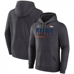 Men Denver Broncos Heather Charcoal 2024 Playoffs Pullover Hoodie