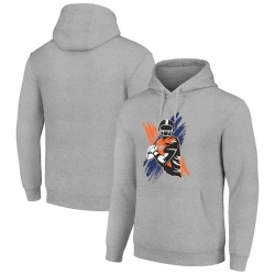 Men Starter Heather Gray Denver Broncos Player X Fleece Pullover Hoodie