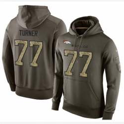 NFL Nike Denver Broncos 77 Billy Turner Green Salute To Service Mens Pullover Hoodie