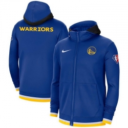 Men Golden State Nike 75th Anniversary Performance Showtime Full Zip Hoodie Jacket   Black