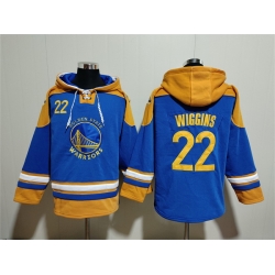 Men Golden State Warriors 22 Andrew Wiggins Blue Yellow Lace Up Pullover Hoodie