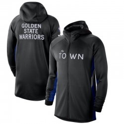 Men Nike Golden State Warriors BlackBlue 201920 Earned Edition Showtime Full Zip Performance Hoodie