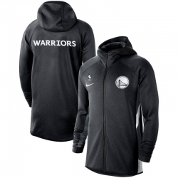 Men Nike Golden State Warriors Heathered Black Authentic Showtime Therma Flex Performance Full Zip Hoodie