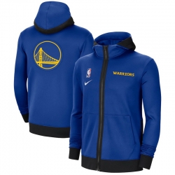 Men Nike Golden State Warriors Royal Authentic Showtime Performance Full Zip Hoodie Jacket