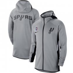 Men Nike San Antonio Spurs Silver Authentic Showtime Therma Flex Performance Full Zip Hoodie