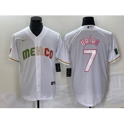 Men Mexico Baseball 7 Julio Urias White 2023 World Baseball Classic Stitched JerseyS