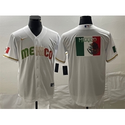 Men Mexico Baseball White 2023 World Baseball Classic Team Big Logo Stitched Jersey