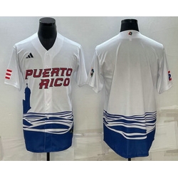 Men's Puerto Rico Baseball Blank White 2023 World Baseball Classic Stitched Jerseys