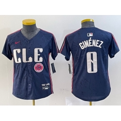 Youth Cleveland Guardians 0 Andres Gimenez Navy 2024 City Connect Limited Stitched Baseball Jersey 2